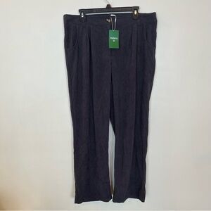 Halara Wide Leg Corduroy Pants Charcoal Gray Womens Xl Elastic Waist Pleated NWT